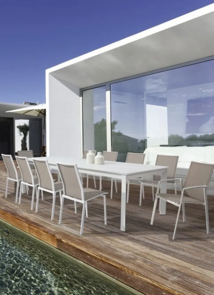 Bizzotto Tavoli>TAVOLO IN ALLUMINIO 200/300X110 BIANCO CX21-KONNOR