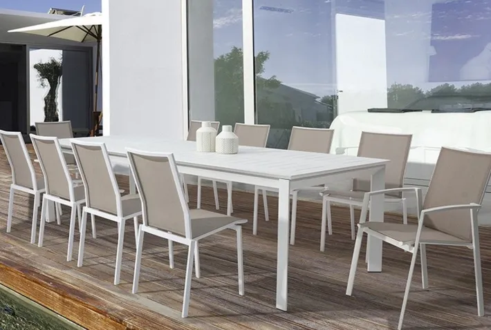 Bizzotto Tavoli>TAVOLO IN ALLUMINIO 200/300X110 BIANCO CX21-KONNOR