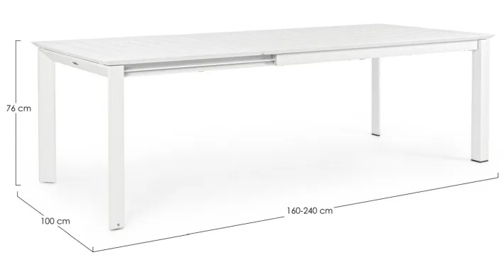 Bizzotto Tavoli>TAVOLO IN ALLUMINIO 160/240X100 BIANCO CX21 - KONNOR