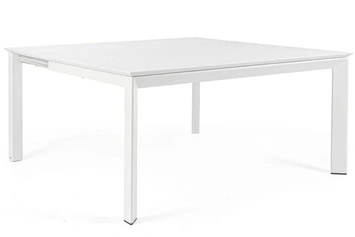 Bizzotto Tavoli>TAVOLO IN ALLUMINIO 110/160X160 BIANCO CX21 - KONNOR