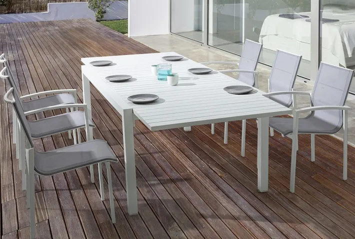 Bizzotto Tavoli>TAVOLO IN ALLUMINIO 135/270X90 BIANCO YK11 - PELAGIUS
