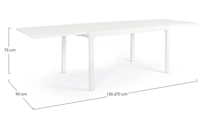 Bizzotto Tavoli>TAVOLO IN ALLUMINIO 135/270X90 BIANCO YK11 - PELAGIUS