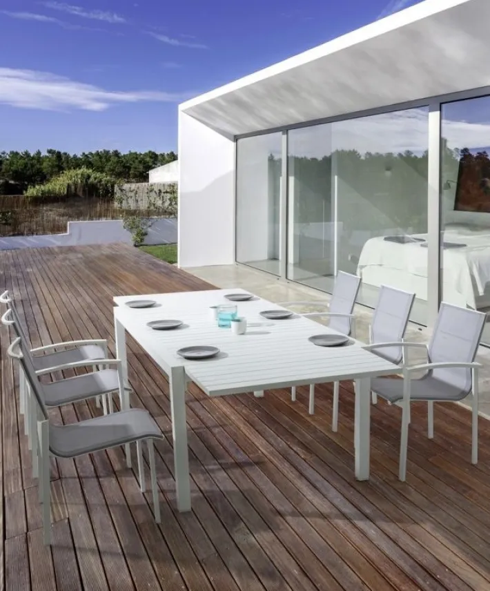 Bizzotto Tavoli>TAVOLO IN ALLUMINIO 135/270X90 BIANCO YK11 - PELAGIUS