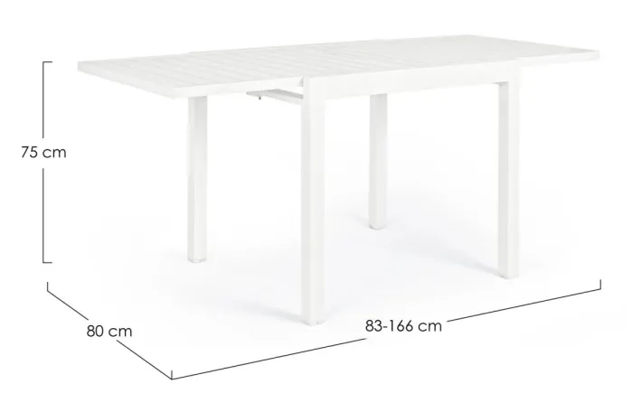 Bizzotto Tavoli>TAVOLO IN ALLUMINIO 83/166X80 BIANCO YK11 - PELAGIUS