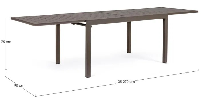 Bizzotto Tavoli>TAVOLO IN ALLUMINIO 135-270X90 COFFEE YK14 - PELAGIUS