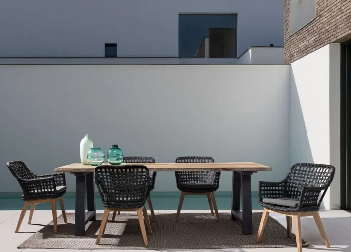 Bizzotto Tavoli>TAVOLO IN TEAK RICICLATO ANTARCITE AM03 - ROLLAND