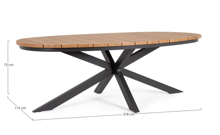 Bizzotto Tavoli>TAVOLO ZELMAR 218X115 ANTRACITE YK13