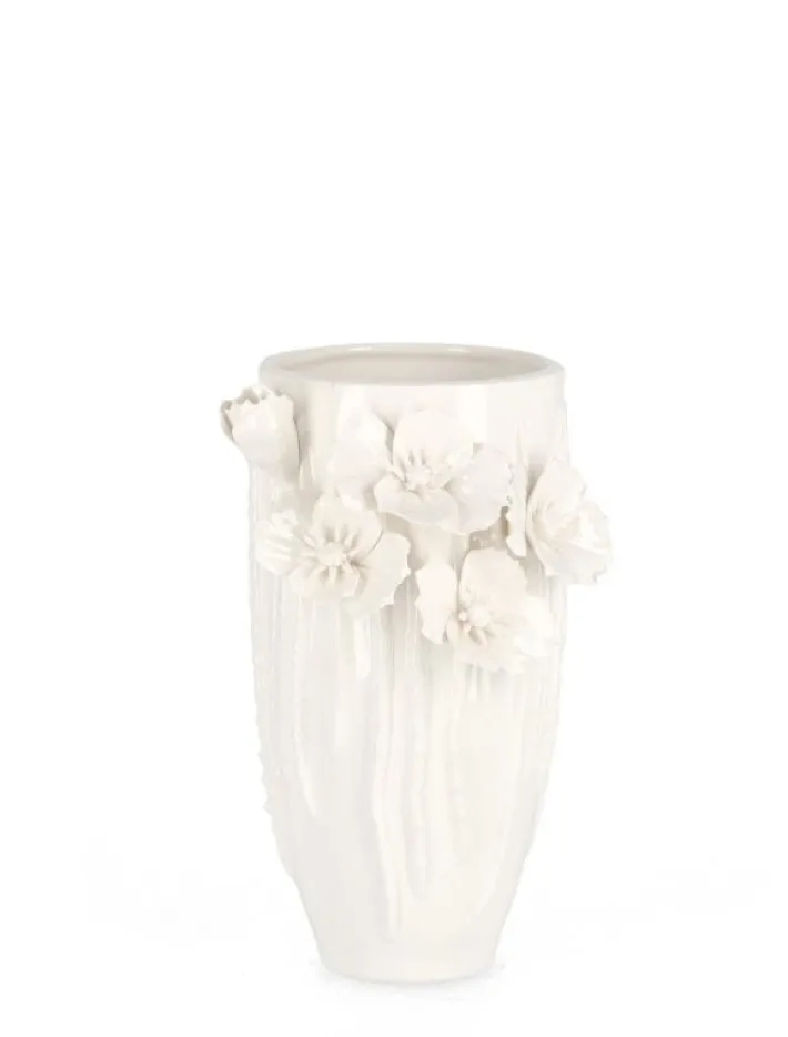 Bizzotto Vasi>VASO DECORATIVO POPPY BIANCO H22