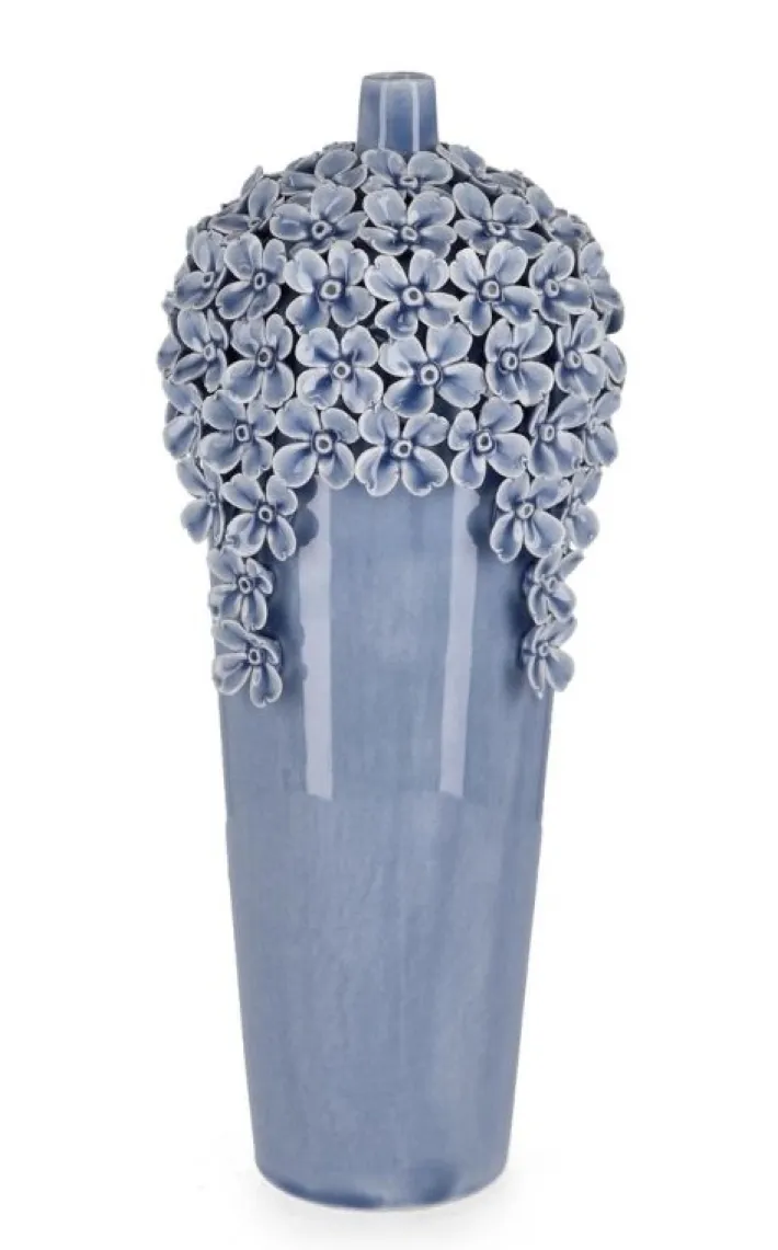 Bizzotto Vasi>VASO DECORATIVO TREASURE AZZURRO H40