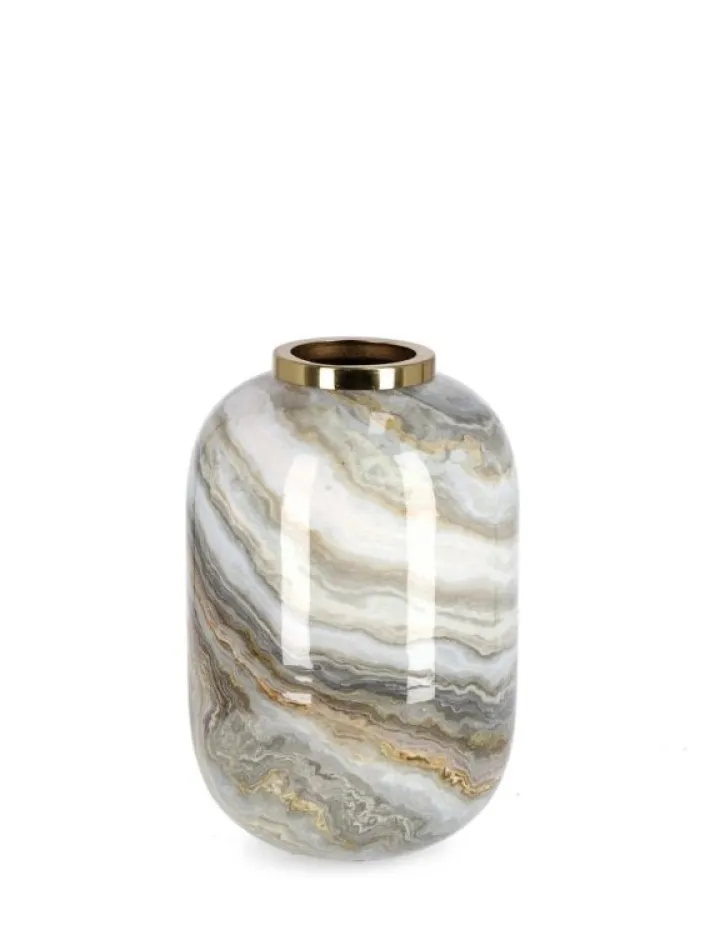 Bizzotto Coprivasi>VASO MARSHA TO BIANCO GRIGIO ORO H25
