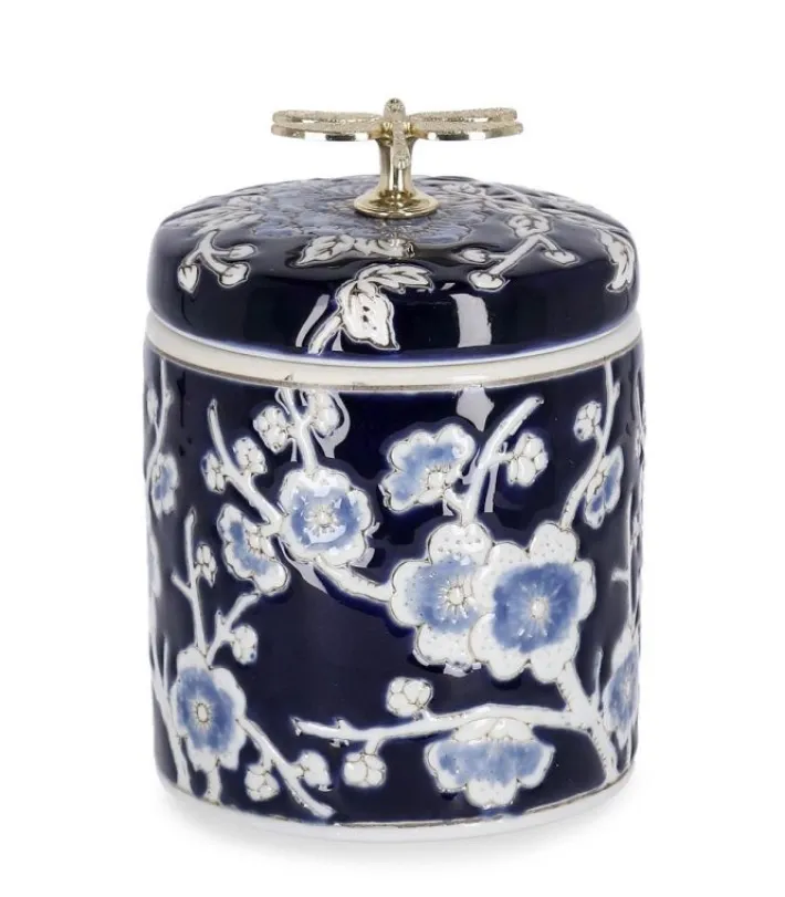 Bizzotto Vasi>VASO MENG C-TAPPO CIL BLU BIANCO H16