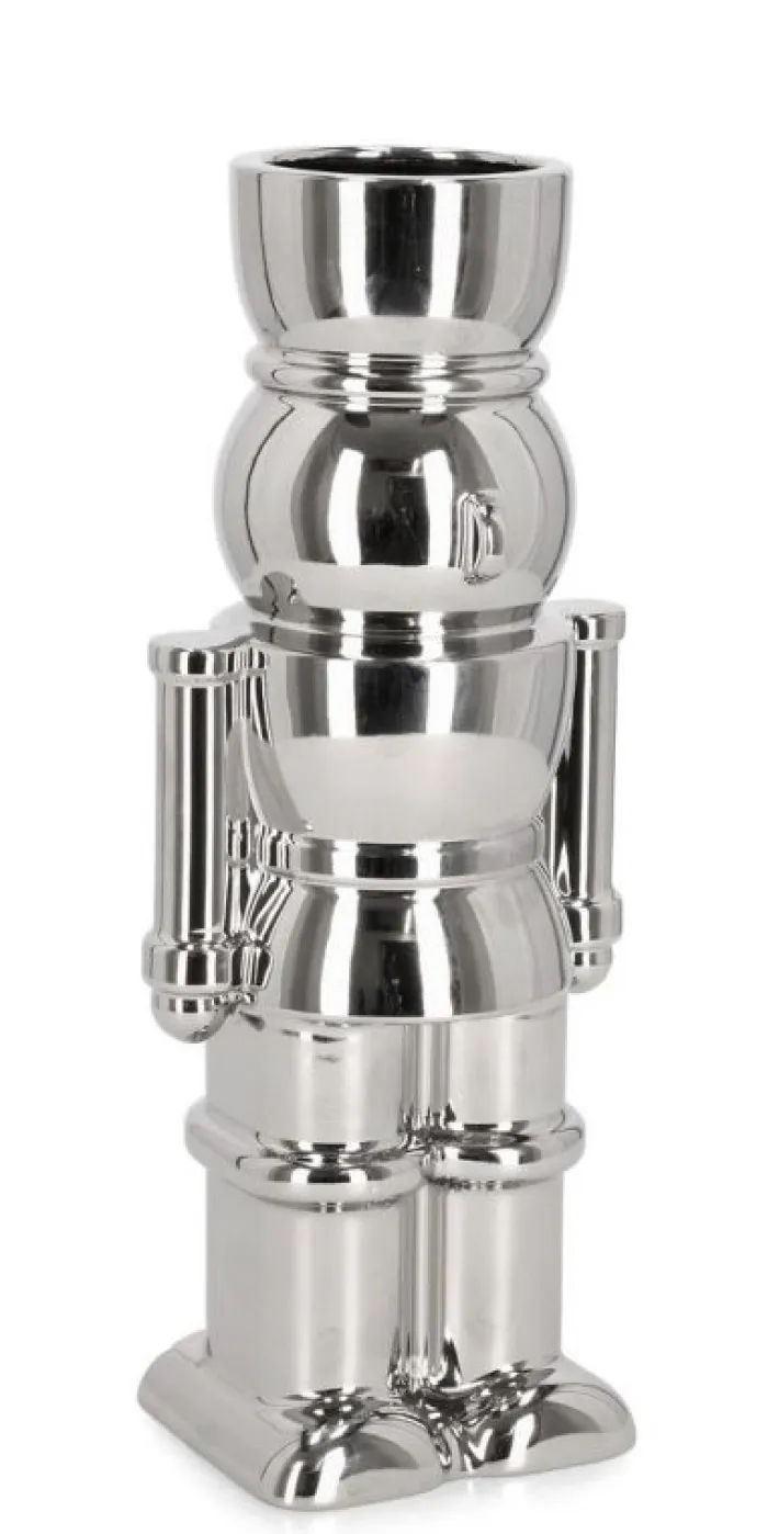 Bizzotto Vasi E Portacandele Natalizi>VASO WALKER SOLDATINO ARGENTO H28