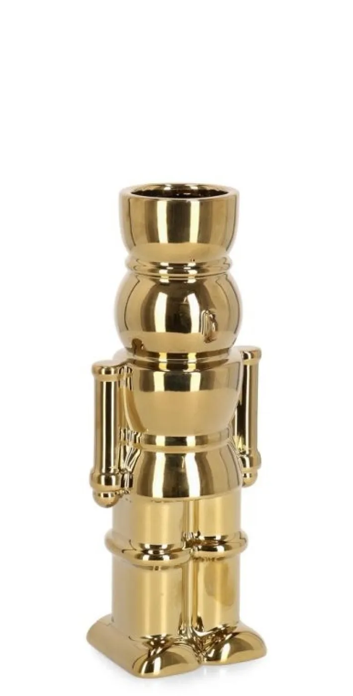 Bizzotto Vasi E Portacandele Natalizi>VASO WALKER SOLDATINO ORO H22,5