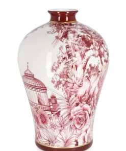 Bizzotto Vasi>VASO ZHEN BOMB ROSSO BIANCO ORO H32