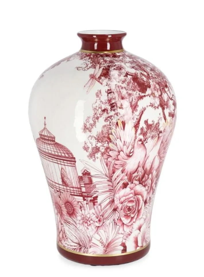 Bizzotto Vasi>VASO ZHEN BOMB ROSSO BIANCO ORO H32