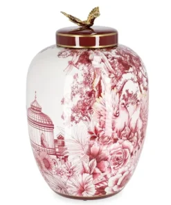 Bizzotto Vasi>VASO ZHEN C-TAPPO ROSSO BIANCO ORO H32