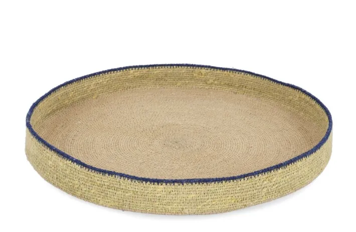 Bizzotto Ceste Decorative>VASSOIO DECORATIVO NINH NATURALE BLU D44
